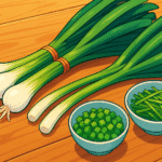 spring onions cartoon style scallions