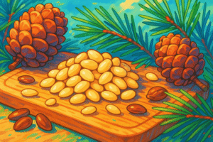 pine nuts thumbnail design artistic whimsical